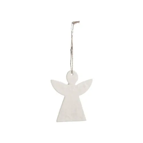 Confort jardin:Décoration à suspendre ange en aluminium blanc - 8 x 9 cm
