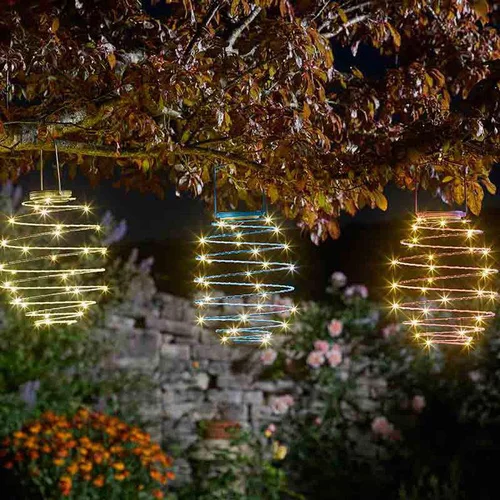 Simple au jardin：Lanterne solaire à suspendre spirale à LED blanc chaud