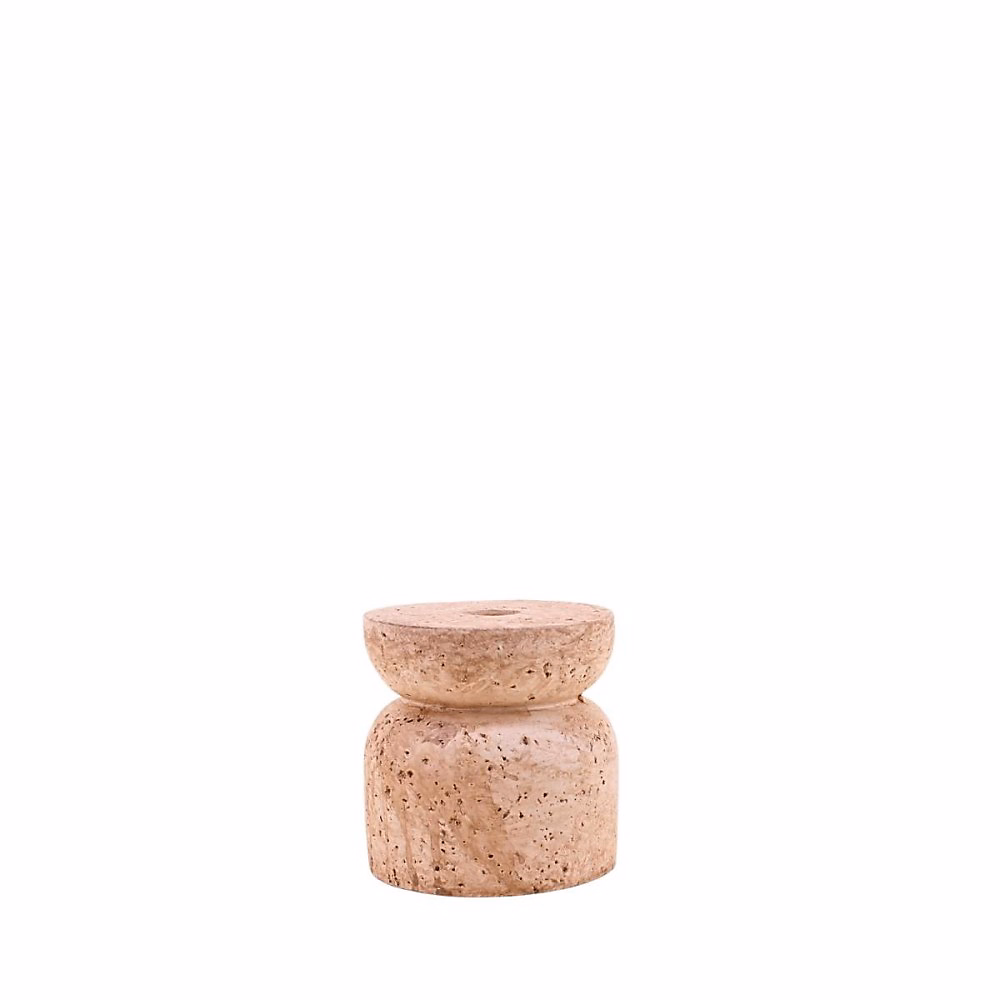 Objet décoratif – Bougeoir imitation travertin 10cm