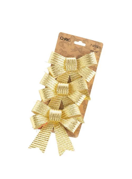 Pour valoriser votre jardin：Lot de 3 nœuds coloris jaune en polyester - 10 x 12,7 cm