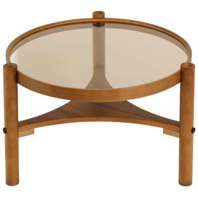 Table basse en bois et verre trempé Clover (Noyer)