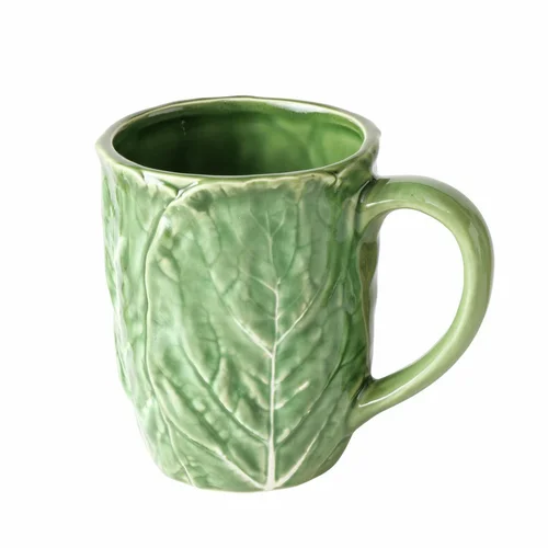 Idéal pour votre jardin:Mug en dolomite vert Cabbage - Ø 9 x H 11,5 cm