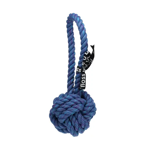 Côté végétal：Jouet pour chien coloris bleu balle avec boucle EBI Are You Knots - 28 x 11 x 11 cm