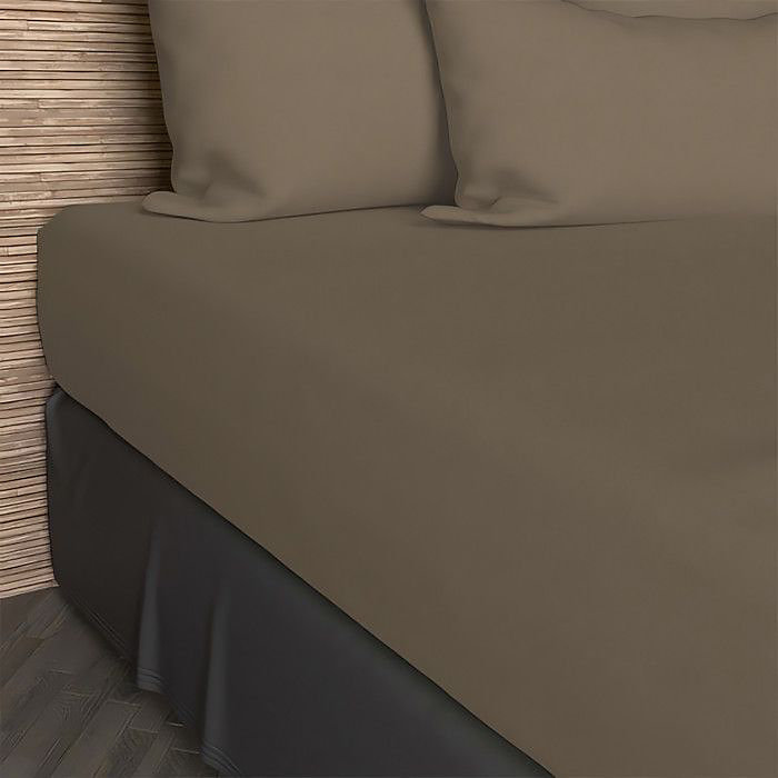Drap housse 140 × 190 cm en coton 57 Fils SOLEIL D'OCRE taupe