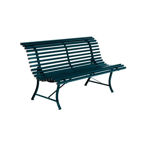Mieux dehors：Banc Louisiane Fermob en acier coloris bleu acapulco 150 cm
