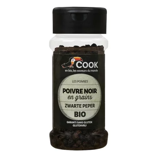 Jardin à découvrir:Poivre noir en grains bio dans un pot de 50 g