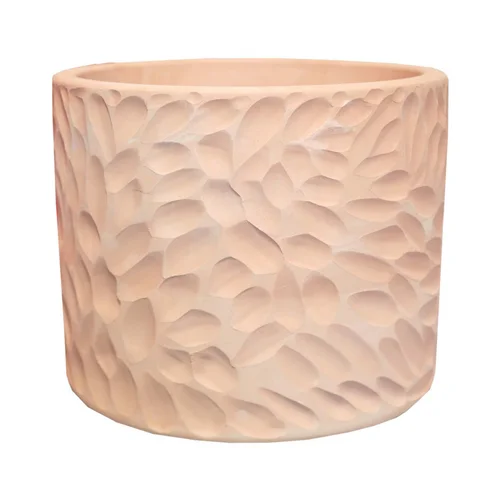 Pour mieux organiser votre jardin：Pot cylindrique en terre cuite coloris beige Poterie du Bousquet Artisan - Ø 28 x H 23 cm
