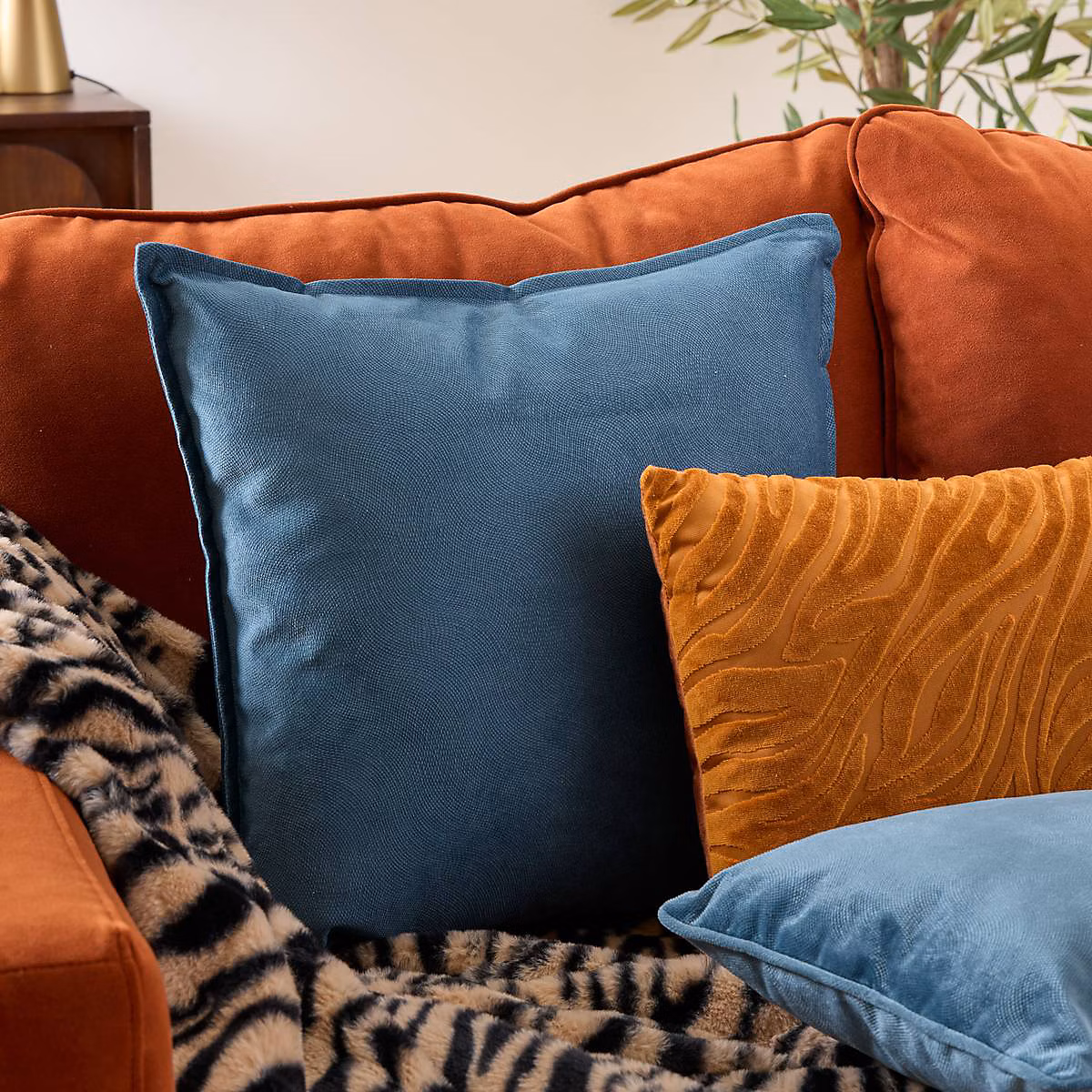 Coussin Lilou bleu egéen 45 × 45cm – Atmosphera Créateur d'intérieur
