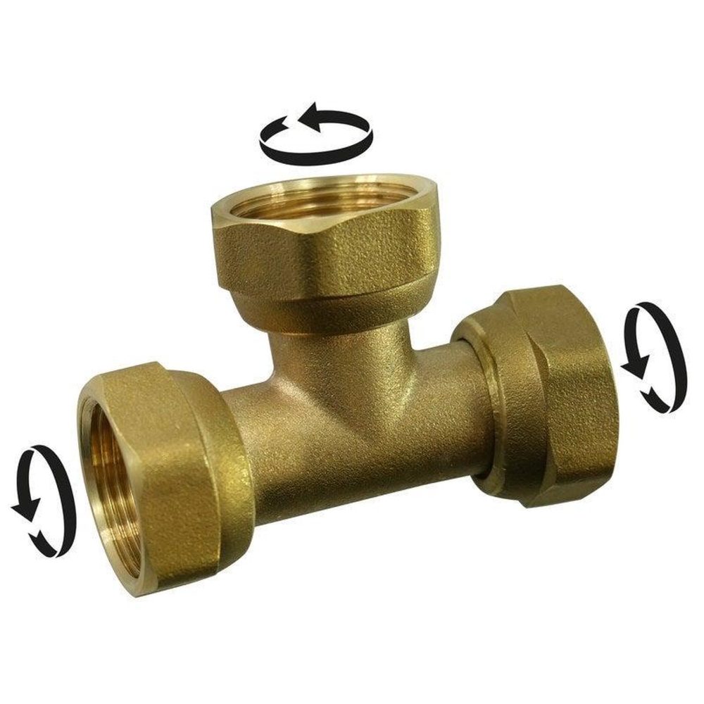 CENTRALE BRICO Té triple à visser laiton F 15 x 21 pour tube en cuivre – Matériel de jardin