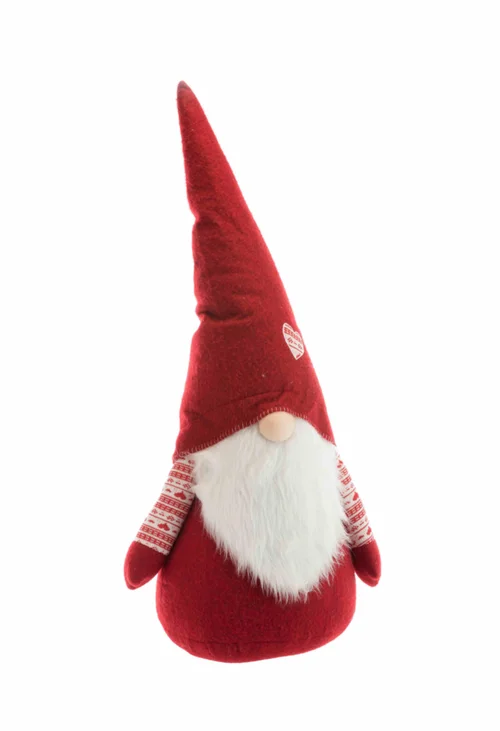 Pour un jardin à votre image：Gnome debout classique en tissu rouge - 41 x 29 x 100 cm