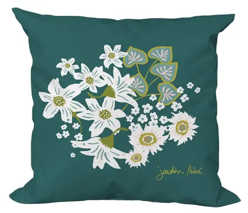 Pour améliorer votre jardin:Coussin déco en polyester/coton vert Jardin Privé Guirlande Fleurie - 40 x 40 x 15 cm