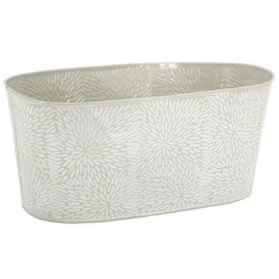 Corbeille ovale en métal laqué motif floral (20 x 11 x 9 cm)