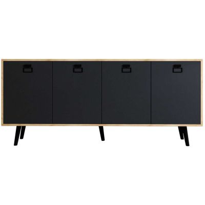 Buffet 4 portes en aggloméré Mirza Modern (Anthracite et chêne)