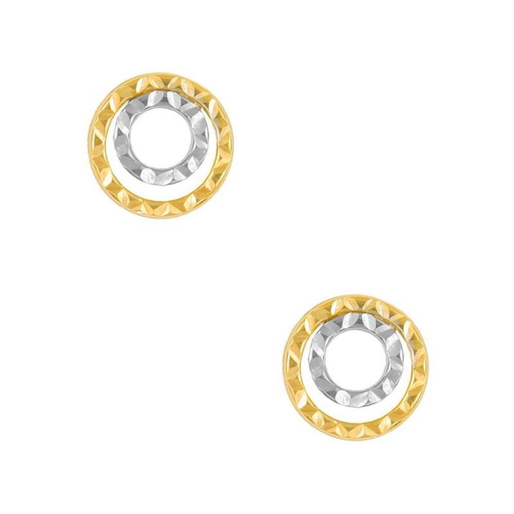 L'ATELIER D'AZUR Boucles d'Oreilles Or Jaune et Blanc - Motif Cercles – Solutions extérieures