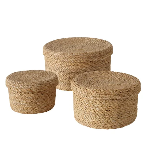 Essentiel pratique：Panier rond en algues marron Sophy L - Ø 25 x H 14 cm