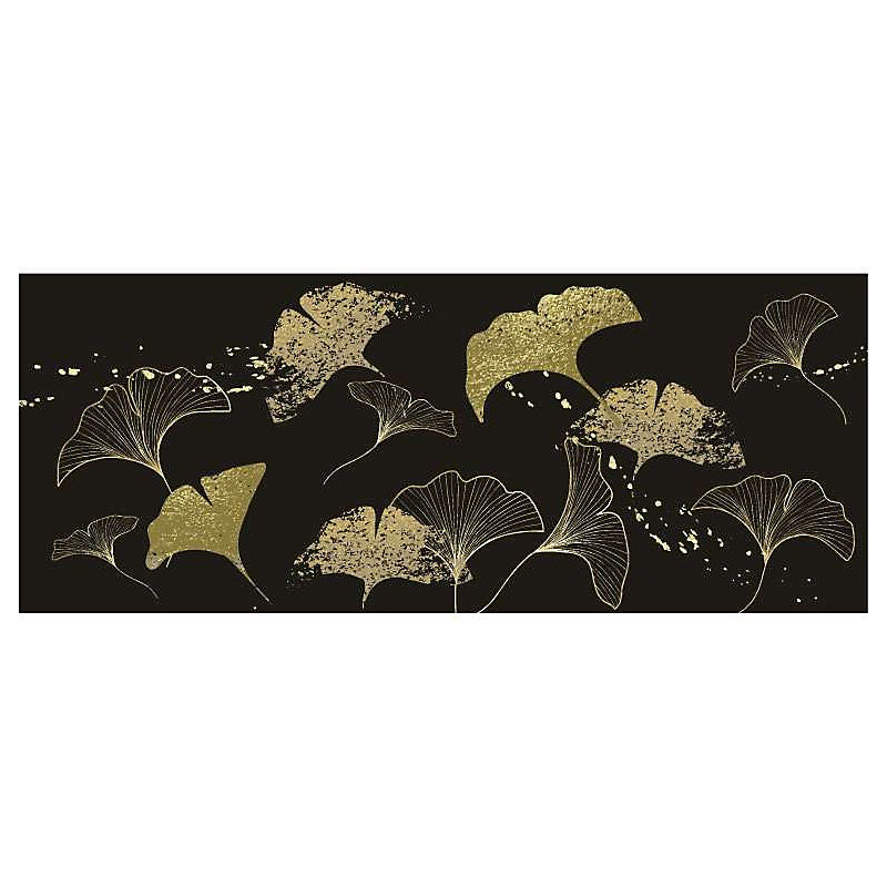 Brise vue design sur fond noir GINKGO – H.1.2 x L.3 m, 100% occultant, Made in France par Scenolia + kit de fixation offert