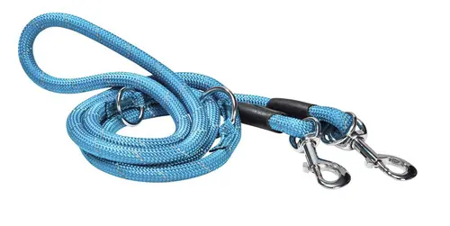 Idée pratique:Laisse ronde 3 positions coloris bleu Bobby - 189 cm