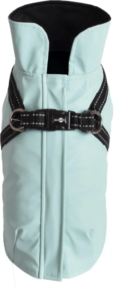Idée jardin：Manteau pour chien coloris bleu glacier avec harnais intégré Bobby Tom - Taille 42L