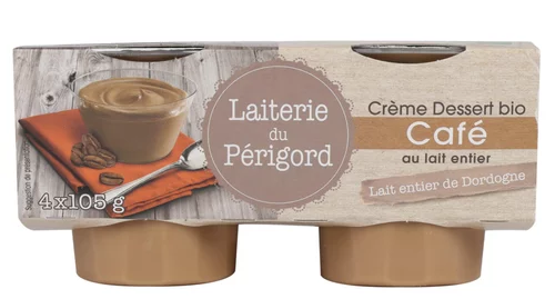 Une idée pour le jardin：Crème dessert bio au café Laiteries du Périgord - 4 x 105 g