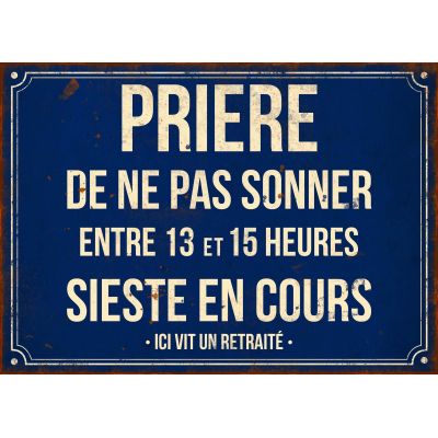 Plaque en métal humour 21 x 15 cm (Prière de ne pas sonner…)