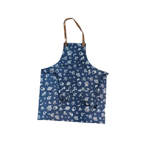 Pour vos projets：Tablier 2 poches barbecue coloris bleu en coton - 80 x 85 cm