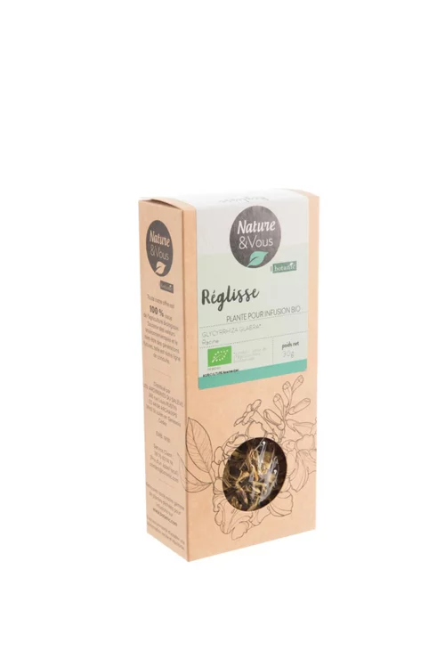 Pour votre projet：Infusion bio réglisse racine coupée Nature & Vous – 30 g