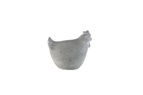 Jardin et idées:Poule en ciment gris Pot&Déco - 8,5 x 5,5 x 8 cm