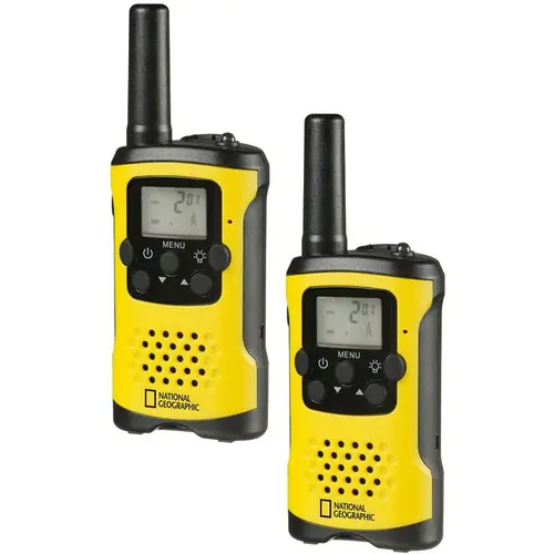 Bien pensé pour le jardin：Duo de talkies-walkies rechargeables noir et jaune National Geographic - 13 x 5 cm
