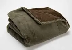 Idée jardin:Plaid vert kaki en polyester Luxe - 130 x 170 cm