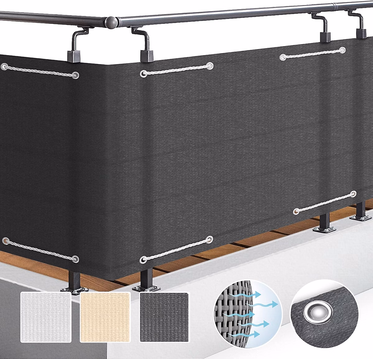 Brise Vue Balcon 90 × 500 cm Protection Opaque et Impermeable pour Terrasse en Polyethylene