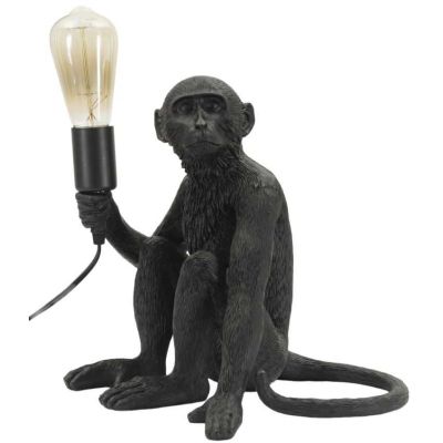 Lampe à poser en polyrésine Monkey 33 x 33 x 32 cm (Noir)