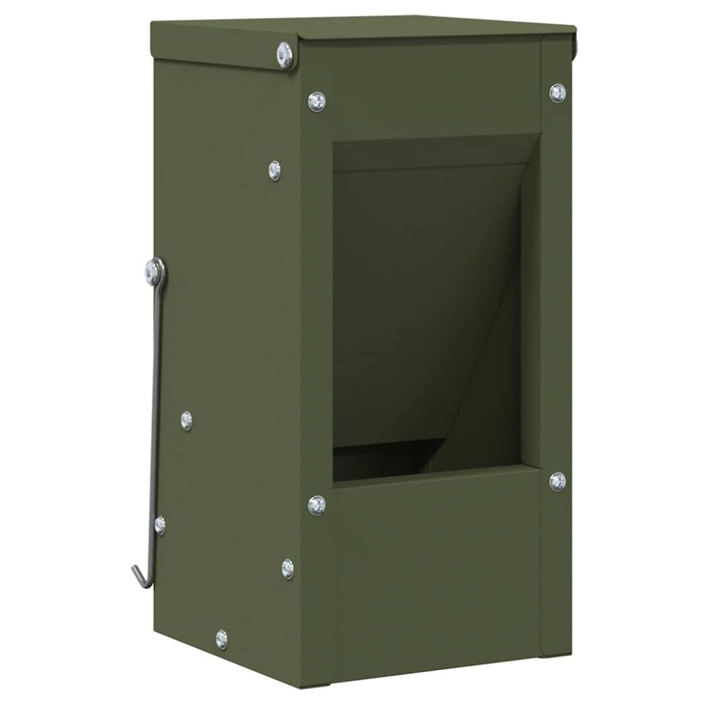vidaXL Distributeur pour lapins Vert olive 12,5 x 12,5 x 25 cm 1,5 kg | 25 cm 1,5 kg
