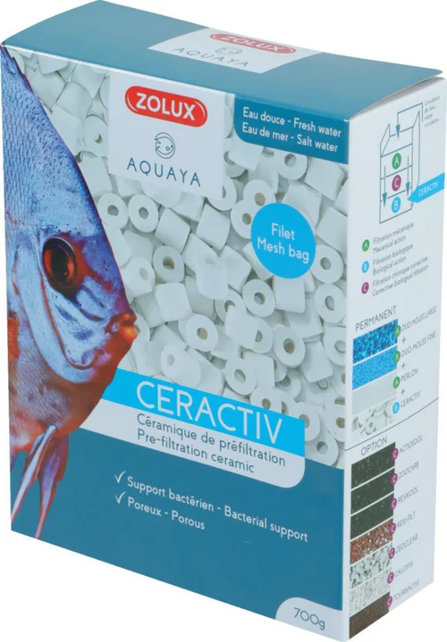 Esprit jardin：Nouilles en céramique masse de filtration pour aquarium coloris blanc Zolux Ceractiv - 1 L
