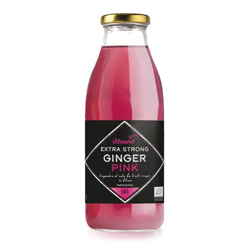 Pour enrichir votre univers jardin:Boisson bio Extra Strong ginger pink Vitamont – 50 cl