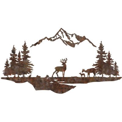 Décoration murale en métal (Montagnes et animaux)