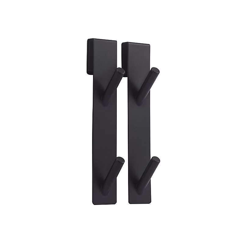 Accessoires de salle de bains – 2 crochets patères doubles pour paroi de douche NOKO Noir mat MSV
