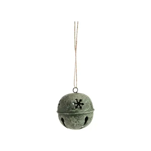 Pour plus de praticité au jardin:Décoration à suspendre grelot en métal vert antique motif ajouré flocon - 6 x 6 x 6,5 cm