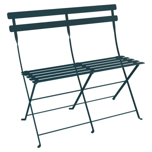 Pour organiser le jardin:Banquette bistro 2 places coloris bleu en acier Fermob - 88 x 29 cm