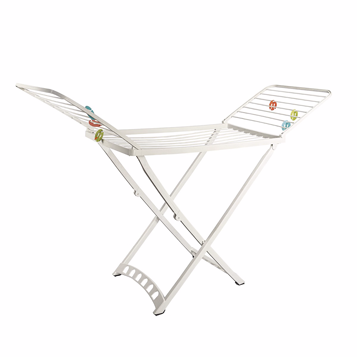 Étendoir séchoir à linge pliable avec 6 Clips de Séchage pour Chaussettes – blanc-Hauteur 100 x Longueur 170 x Profondeur 55cm