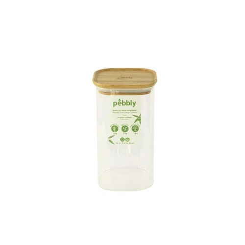 Pour un extérieur bien organisé:Boîte en verre empilable 1400 ml avec couvercle en bambou 11x11x20 cm