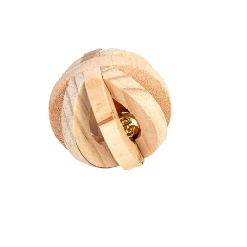 Jardin et déco:Boule en bois avec clochette pour rongeur Ø6 cm