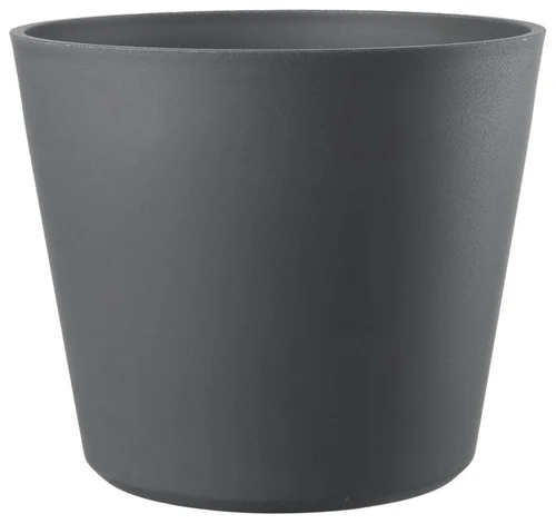 Une touche extérieure：Pot en plastique injecté coloris gris Deroma Origin Vaso grigio à roulettes - Ø 78 x H 64 cm