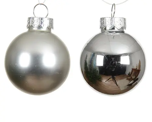 Solution jardin：Ensemble de 20 boules en verre brillant et mat argent - Ø 6 cm
