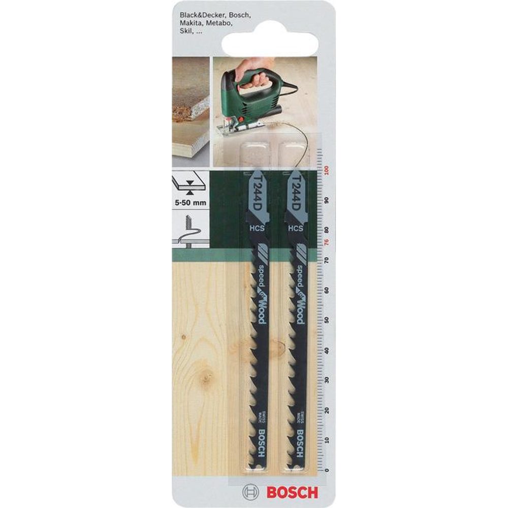 BOSCH Lot de 2 lames coupe rapide et grossière BOSCH T244d pour bois aggloméré
