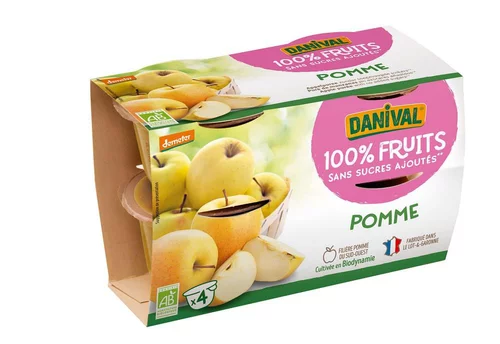 Accessoire au jardin：Purée de fruits 100% pomme bio - 4 x 100g