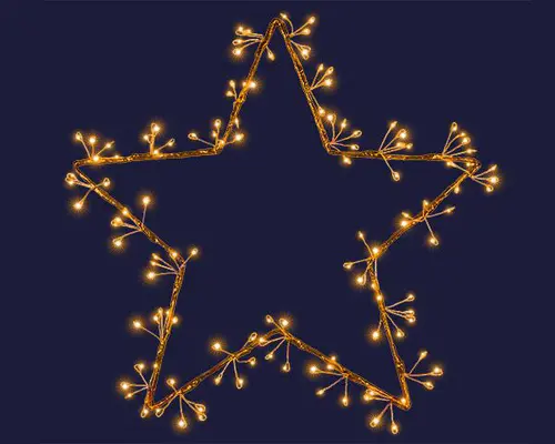 Pour mieux aménager vos extérieurs:Étoile lumineuse à 125 micro-LED ambre sur câble marron - Ø 40 cm