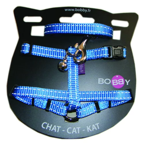 Votre allié à l’extérieur：Kit harnais + laisse pour chat Safe bleu