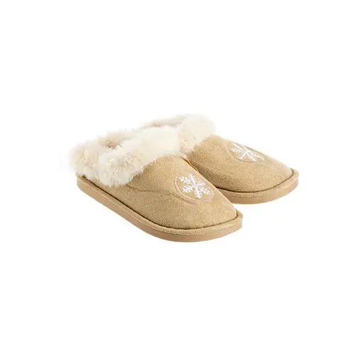 Un atout pour vos extérieurs：Mules extra douces coloris beige avec fausse fourrure - Pointure 41