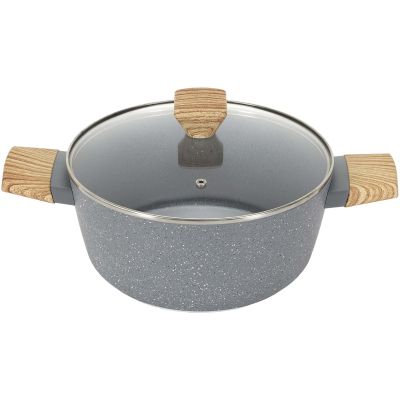 Faitout en aluminium forgé poignées effet bois (24 cm)