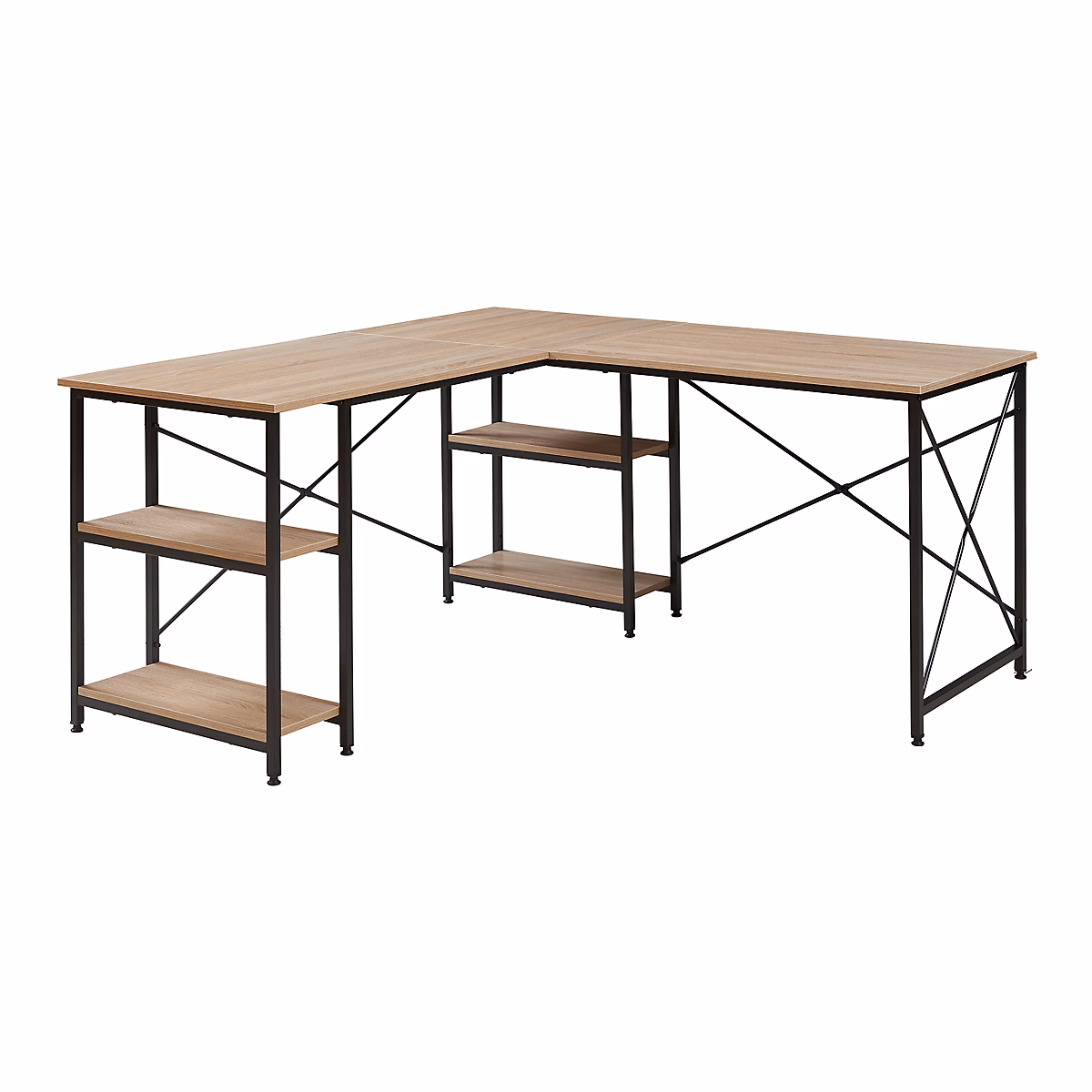 Bureau Klirurud 150 × 150 × 75 cm effet chêne noir en.casa